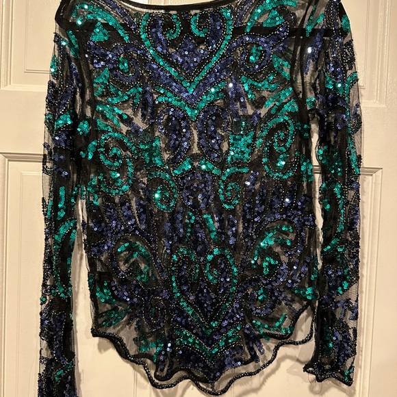 Forever 21 Sequin Mesh Top - Size S - Picture 2 of 4